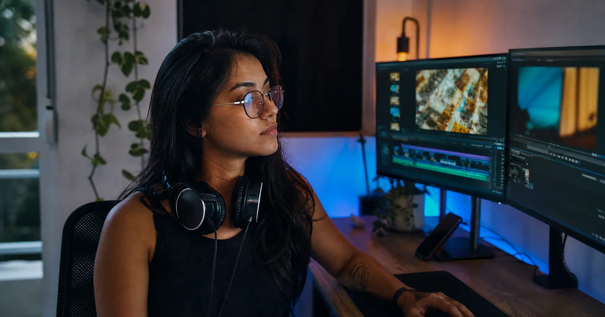 Streamer revisando o próprio vídeo antes de publicar no canal
